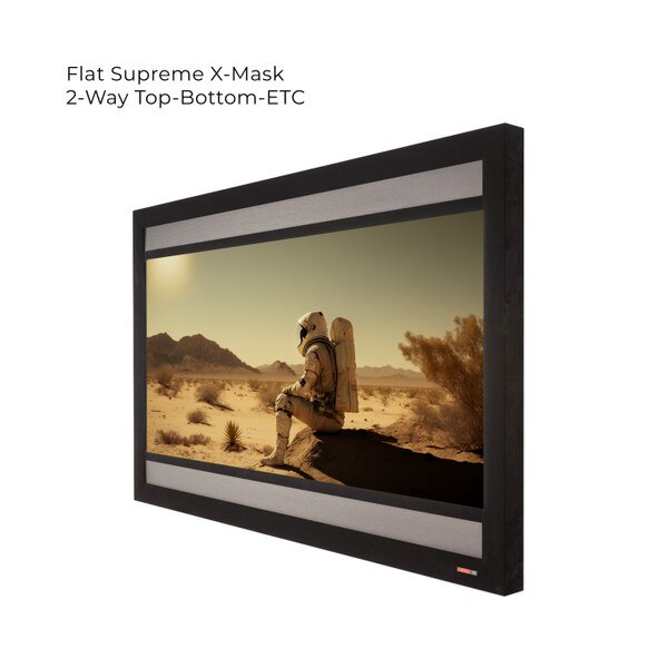 Екрани с фиксирана рамка и маски Screen Research Supreme E-Mask Screen Research Supreme E-Mask маскиращ екран, Supreme E‑Mask, Screen Research, ClearPix, домашно кино, акустично прозрачен, 2‑way masking, high‑end screen, fixed frame, premium projection